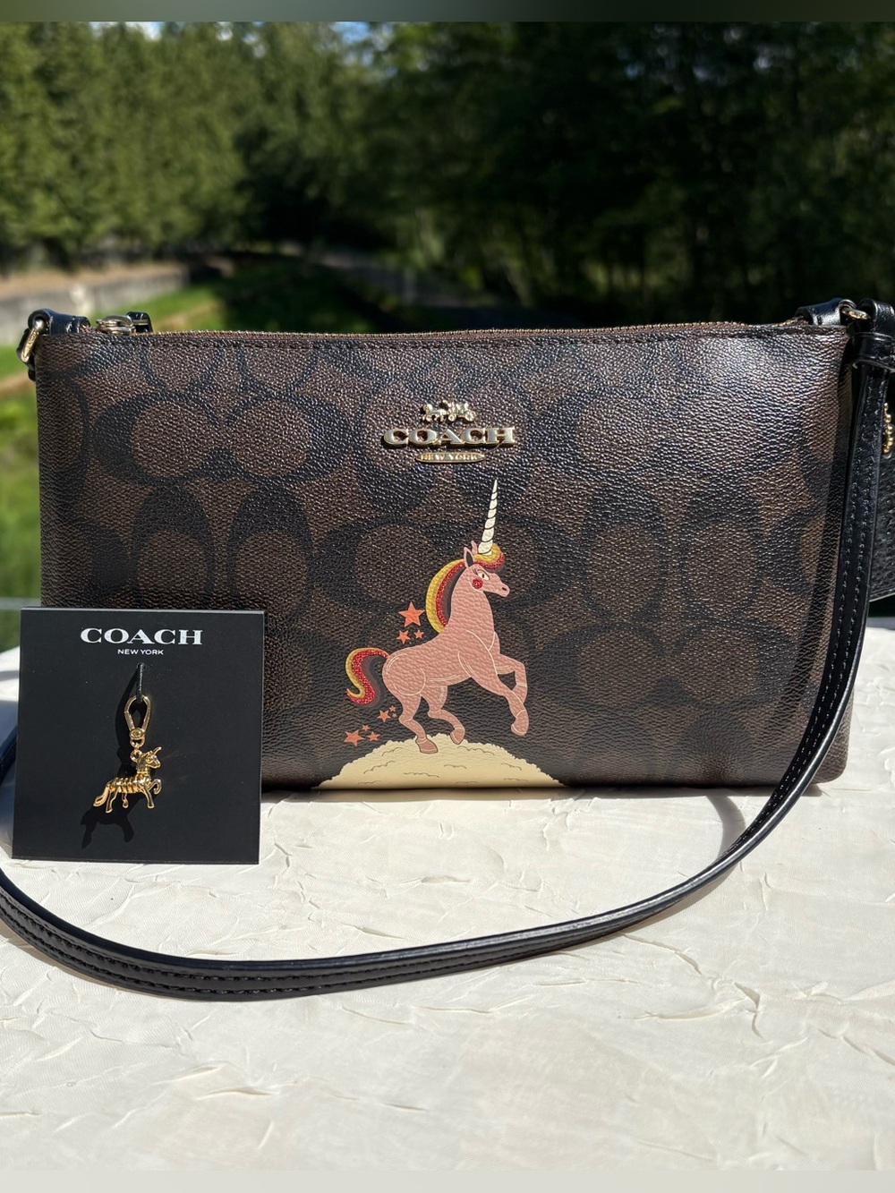 COACH Unicorn Print Crossbody In Signature Canvas With Unicorn Charm C1654